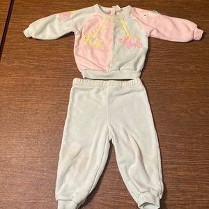 Vintage McKids 2 Piece cotton blend Top / Pants, 18 months, Pink/Pale Turquoise